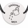 Brățară argint 925 cu bănuț gravat stropitoare cu picaturi, șnur negru reglabil — R0718
