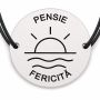 Brățară argint 925 cu bănuț gravat soare la apus peste mare, șnur negru reglabil — R0725