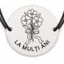 Brățară argint 925 cu bănuț gravat felicitare la mulți ani, șnur negru reglabil — R0735