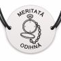 Brățară argint 925 cu bănuț gravat ceas de buzunar cu capac, șnur negru reglabil — R0736