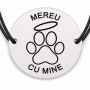 Brățară argint 925 cu bănuț gravat labă cu aureolă, șnur negru reglabil — R0754
