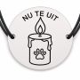 Brățară argint 925 cu bănuț gravat lumânare cu labă, șnur negru reglabil — R0769