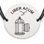 Brățară argint 925 cu bănuț gravat colivie deschisă, șnur negru reglabil — R0777