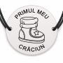 Brățară argint 925 cu bănuț gravat botoșel cu steluță, șnur negru reglabil — R0783