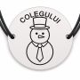 Brățară argint 925 cu bănuț gravat om de zăpadă cu cravată, șnur negru reglabil — R0801