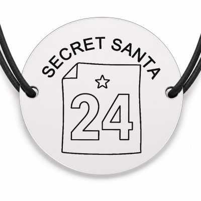 Brățară argint 925 cu bănuț gravat calendar de advent fila, șnur negru reglabil — R0806