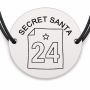Brățară argint 925 cu bănuț gravat calendar de advent fila, șnur negru reglabil — R0806