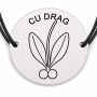 Brățară argint 925 cu bănuț gravat vasc cu doua boabe, șnur negru reglabil — R0809