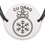 Brățară argint 925 cu bănuț gravat glob cu fulg interior, șnur negru reglabil — R0808