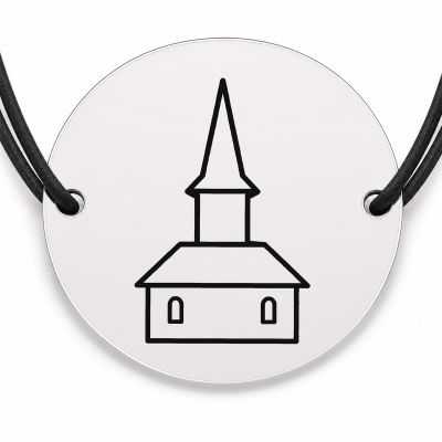 Brățară argint 925 cu bănuț gravat biserica de lemn, șnur negru reglabil — R0824