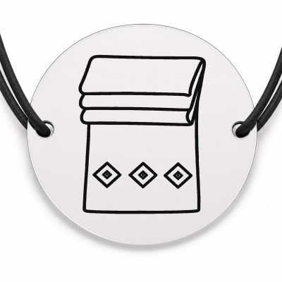 Brățară argint 925 cu bănuț gravat brau incins, șnur negru reglabil — R0839