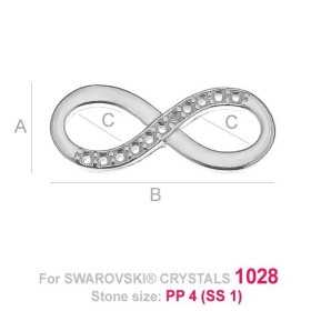 G1232-Charm link infinit din argint 19.5x7.9mm cu cristale 1028