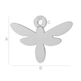 Charm libelulă din argint 925, decupaj laser 10,3x13,9 mm G1459