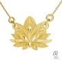 Charm floare de lotus din argint 925, link gravat 14.4x15.8mm G1510