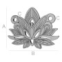 Charm floare de lotus din argint 925, link gravat 14.4x15.8mm G1510