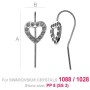 G1547-Tortita cercei din argint inimioara cu loc pentru 11 cristale swarovski PP10 - 1buc