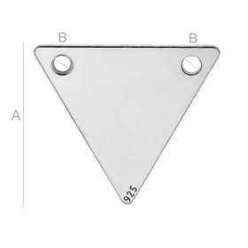 Charm triunghi din argint 925 cu 2 găuri, conector, 15x17 mm G1798