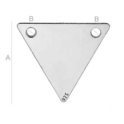 Charm triunghi din argint 925 cu 2 găuri, conector, 15x17 mm G1798
