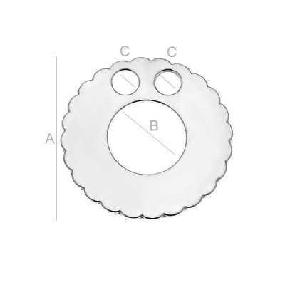 Charm rotund cu margine florală din argint 925, cadru cu 2 găuri, 17 mm G1801