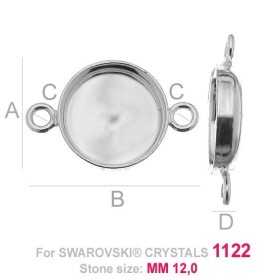 G0669-Baza Link Argint 925 Swarovski Rivoli 1122 12mm-1 buc
