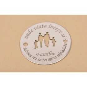 LASER-CUT-019-Link rotund din argint 925 diametru 16.5mm decupat model parinti cu baiat si fetita si text circular