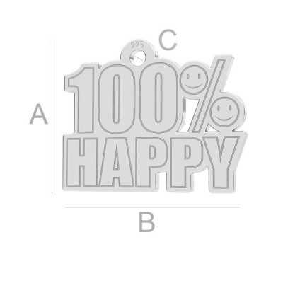 G1997-Charm argint 925 100% Happy 14MM-1buc