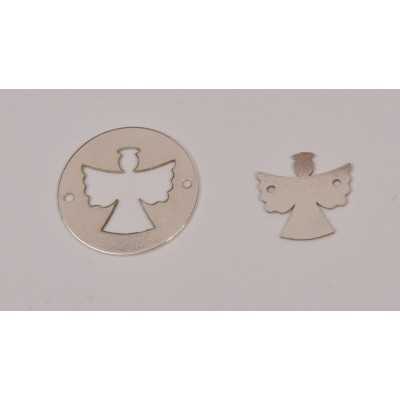 Bănuț îngeraș din argint 925, decupaj laser 16.5 mm cu link înger 10 mm E0148