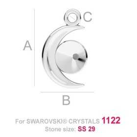 G0103-Baza pandant Luna pentru Swarovski Rivoli 1122 6mm