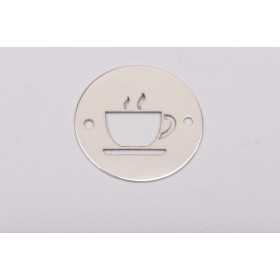 Bănuț cafea din argint 925, ceașcă decupaj laser 16.5mm E0146