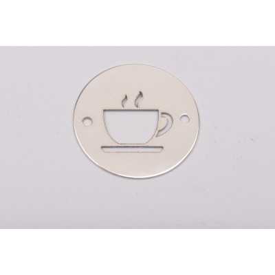 Bănuț cafea din argint 925, ceașcă decupaj laser 16.5mm E0146