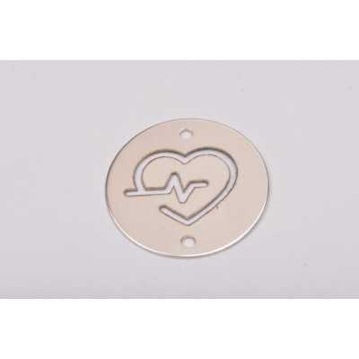 Bănuț Heartbeat inimă cu puls din argint 925 16.5mm E0152-N