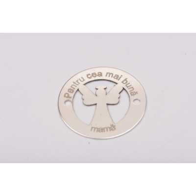 Bănuț îngeraș argint 925 „Pentru cea mai bună mamă” 16.5 mm E0153