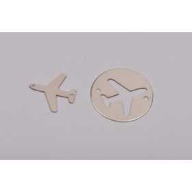 Set pandantiv avion din argint 925, bănuț decupaj laser 16.5mm E0154