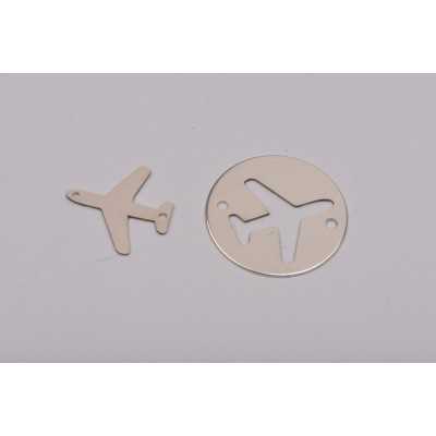 Set pandantiv avion din argint 925, bănuț decupaj laser 16.5mm E0154