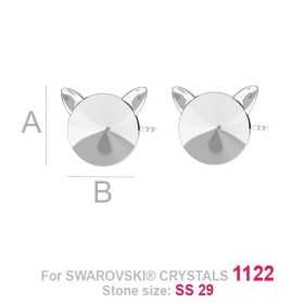 G1981-Tija cercei argint 925 Pisica pentru Swarovski Rivoli 1122 SS29 6MM-1buc
