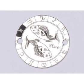 Element brățară zodie Pești din argint 925, gravat 16.5 mm E0360