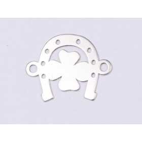 E0369 N LInk martisor din argint potcoava cu trifoi 12x12mm 0.33mm