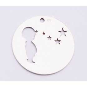 E0569-N-Link rotund din argint 925 diametru 16.5mm decupat model baiat si stelute