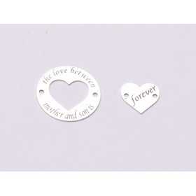 E0586-G-Set banut/inima "Mother`s Love" Ag 925 diametru16.5mm / grosime 0.33 mm