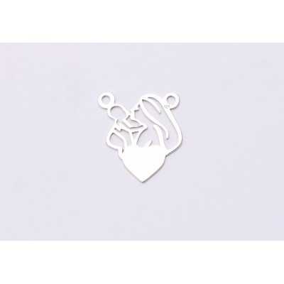 E0608 N Link din argint 925 mama cu bebe 17x15mm 0.5mm