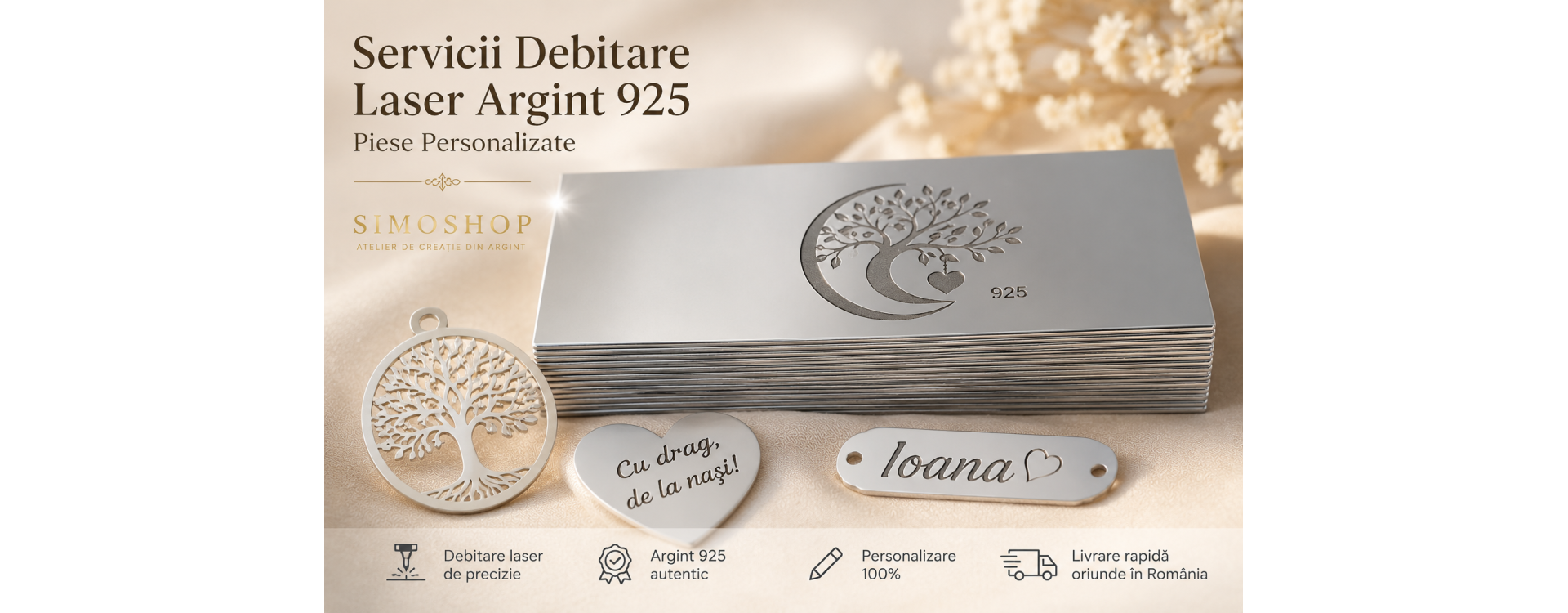Servicii Debitare Laser Argint 925 - Piese Personalizate | SimoShop Servicii Debitare Laser Argint 925 - Piese Personalizate | SimoShop